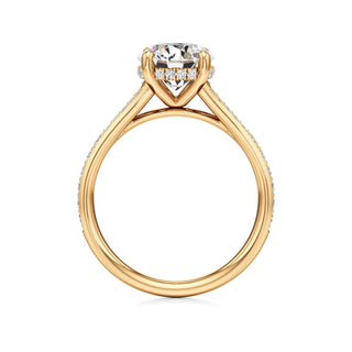 Split Beadset Set Hidden Halo Round Engagement Ring