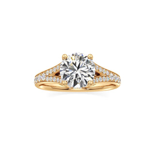 Split Beadset Set Hidden Halo Round Engagement Ring