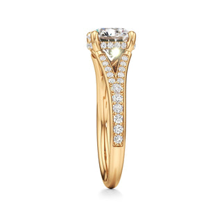 Split Beadset Set Hidden Halo Round Engagement Ring