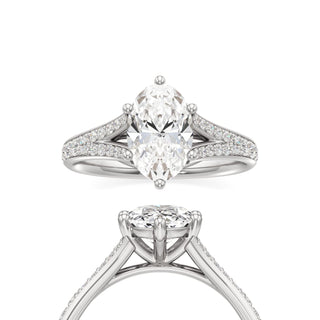 Split Beadset Set Six Prong Round Engagement Ring