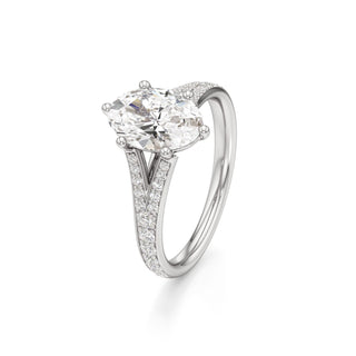 Split Beadset Set Six Prong Round Engagement Ring