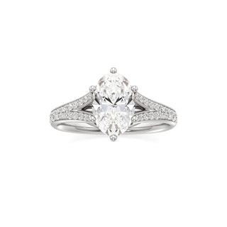 Split Beadset Set Six Prong Round Engagement Ring