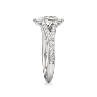 Split Beadset Set Six Prong Round Engagement Ring