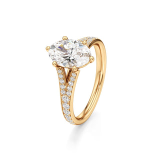 Split Beadset Set Six Prong Round Engagement Ring