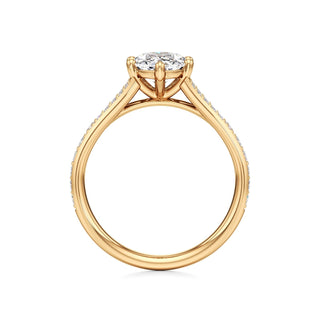 Split Beadset Set Six Prong Round Engagement Ring