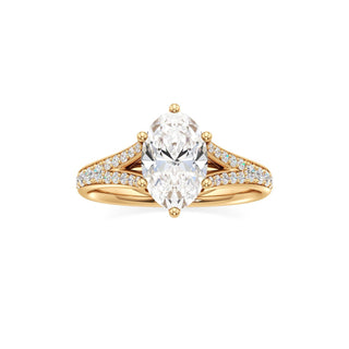 Split Beadset Set Six Prong Round Engagement Ring