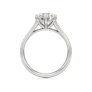 Split Beadset Set Six Prong Round Engagement Ring