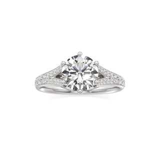 Split Beadset Set Six Prong Round Engagement Ring