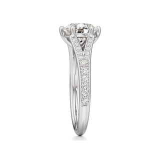 Split Beadset Set Six Prong Round Engagement Ring