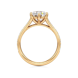 Split Beadset Set Six Prong Round Engagement Ring