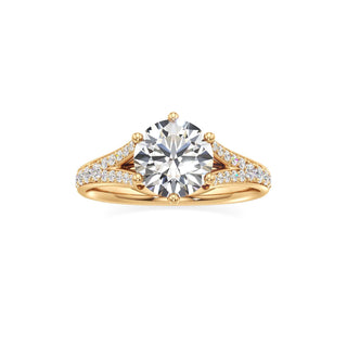 Split Beadset Set Six Prong Round Engagement Ring