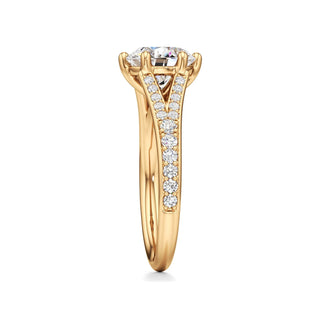 Split Beadset Set Six Prong Round Engagement Ring