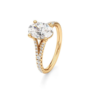 Split Pavé Set Basket Round Engagement Ring