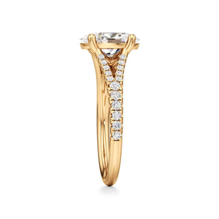 Split Pavé Set Basket Round Engagement Ring