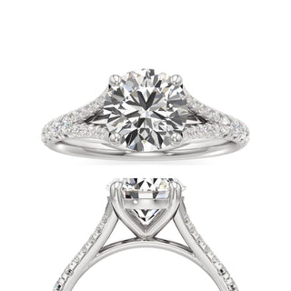 Split Pavé Set Basket Round Engagement Ring