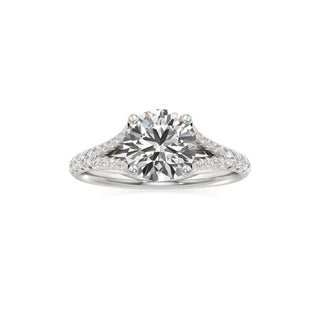 Split Pavé Set Basket Round Engagement Ring