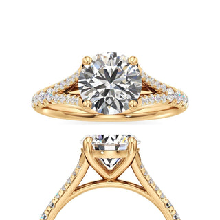 Split Pavé Set Basket Round Engagement Ring
