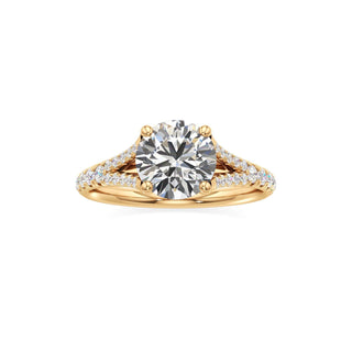 Split Pavé Set Basket Round Engagement Ring