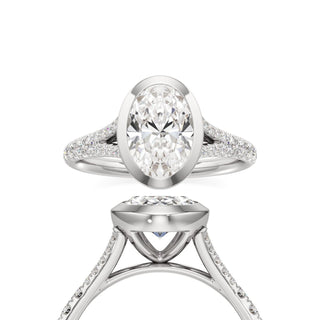 Split Pavé Set Bezel Oval Engagement Ring