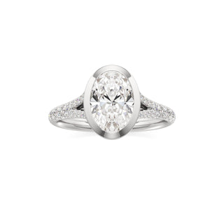 Split Pavé Set Bezel Princess Engagement Ring