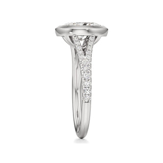 Split Pavé Set Bezel Princess Engagement Ring