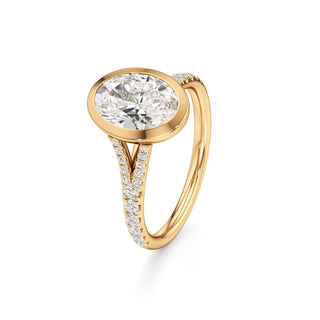 Split Pavé Set Bezel Princess Engagement Ring