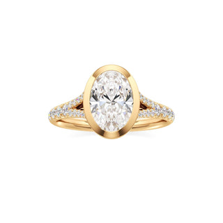Split Pavé Set Bezel Princess Engagement Ring