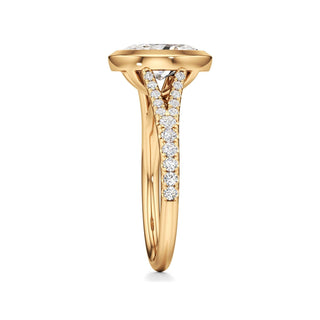 Split Pavé Set Bezel Princess Engagement Ring