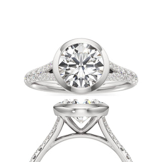 Split Pavé Set Bezel Princess Engagement Ring