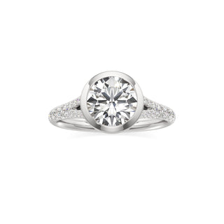 Split Pavé Set Bezel Princess Engagement Ring