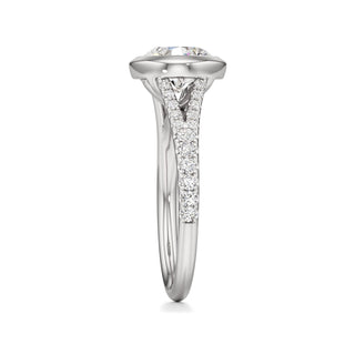 Split Pavé Set Bezel Princess Engagement Ring