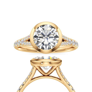 Split Pavé Set Bezel Princess Engagement Ring