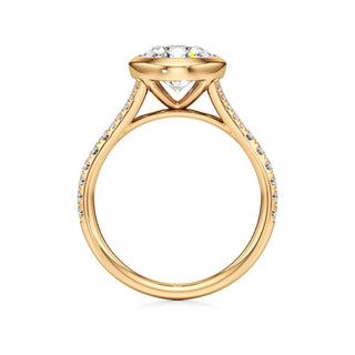 Split Pavé Set Bezel Princess Engagement Ring