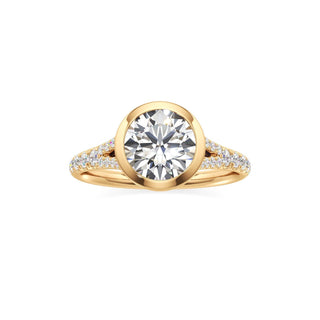 Split Pavé Set Bezel Princess Engagement Ring
