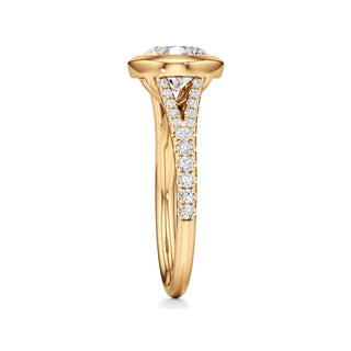 Split Pavé Set Bezel Princess Engagement Ring