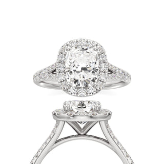 Split Pavé Set Halo Pear Engagement Ring