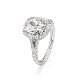 Split Pavé Set Halo Pear Engagement Ring