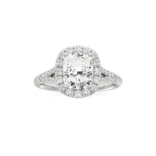 Split Pavé Set Halo Pear Engagement Ring