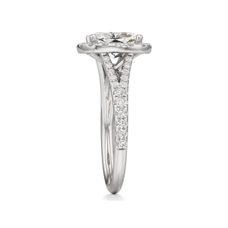 Split Pavé Set Halo Pear Engagement Ring