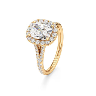 Split Pavé Set Halo Pear Engagement Ring