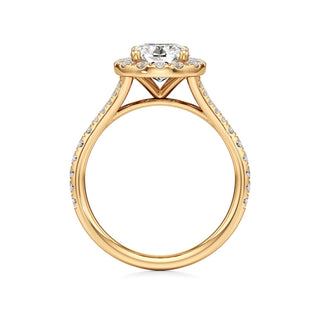 Split Pavé Set Halo Pear Engagement Ring