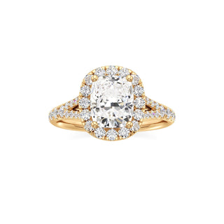 Split Pavé Set Halo Pear Engagement Ring