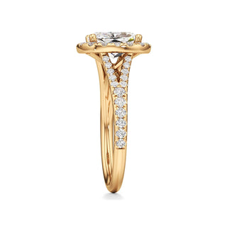 Split Pavé Set Halo Pear Engagement Ring