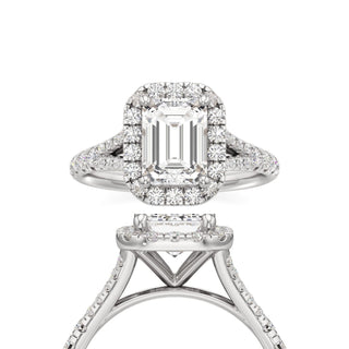 Split Pavé Set Halo Pear Engagement Ring