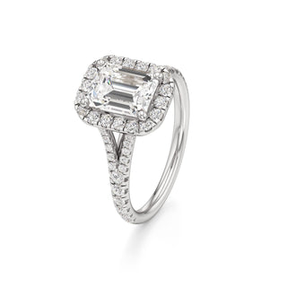Split Pavé Set Halo Pear Engagement Ring