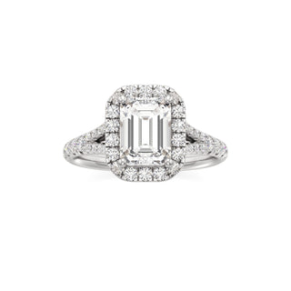 Split Pavé Set Halo Pear Engagement Ring