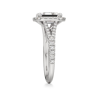 Split Pavé Set Halo Pear Engagement Ring