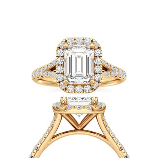 Split Pavé Set Halo Pear Engagement Ring