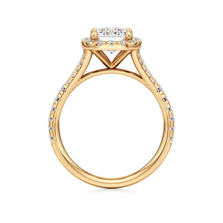 Split Pavé Set Halo Pear Engagement Ring
