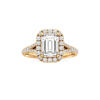 Split Pavé Set Halo Pear Engagement Ring